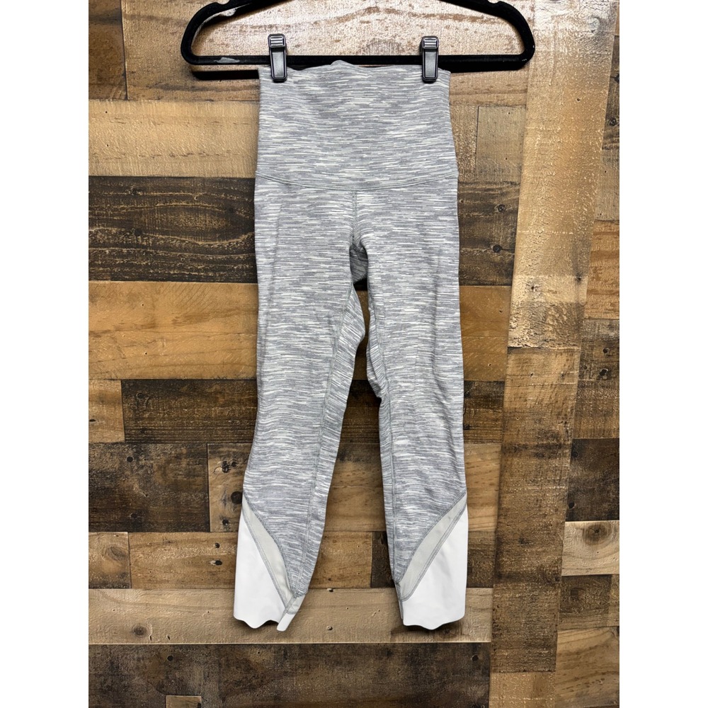 Lululemon Grey Space Dye Mesh Scallop Hem High Rise Leggings Size 2